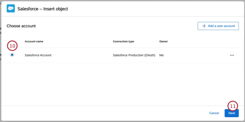 Wählen Sie ein Benutzerkonto aus