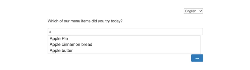 the autocomplete options appear in English
