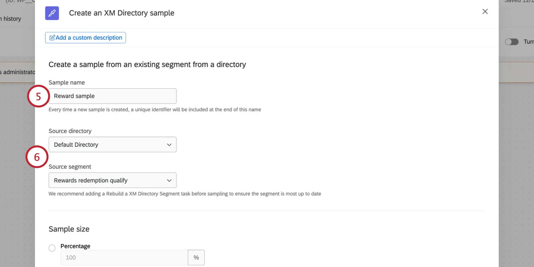 choosing the directory and source for the sample