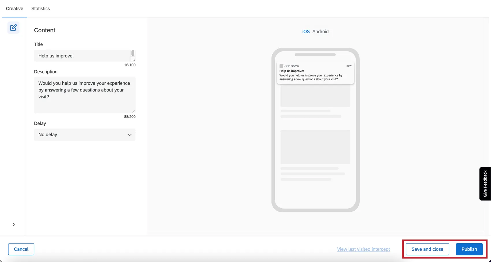 Save and close versus Publish button in lower-right