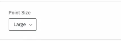 Liste déroulante de la taille du point dans le volet dédition gauche