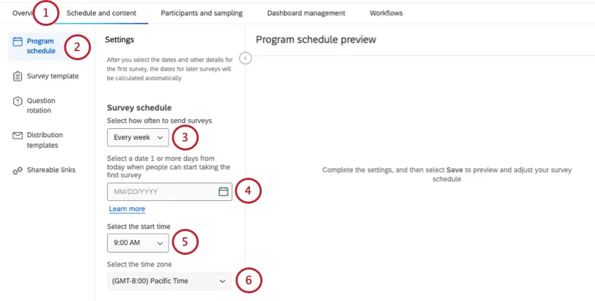 Section "Programme" de longlet "Programme et contenu