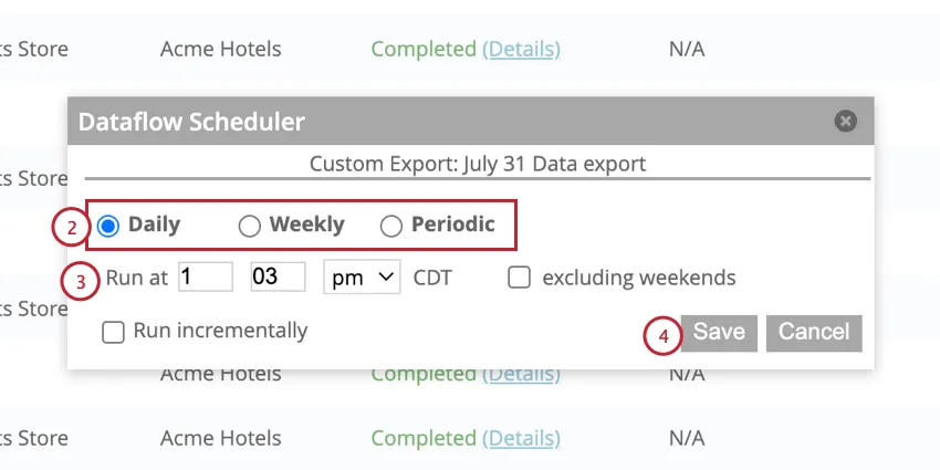 setting the schedule for the dataflow