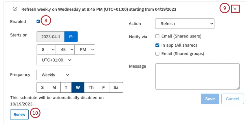 dashboard scheduling options