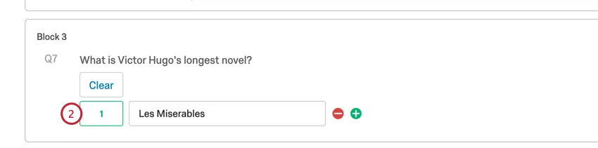 Adicionar uma pontuação de 1 à esquerda da resposta