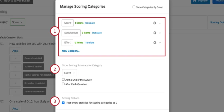 the different scoring options