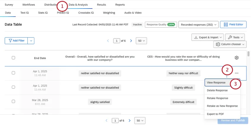 opening response report in data and analysis