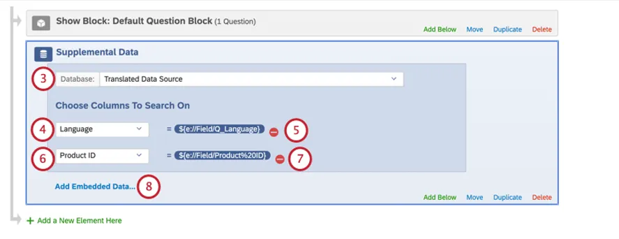 Image of supplemtnal data source set in survey flow as steps describe