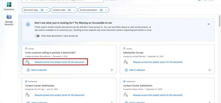 検索結果にアクセシビリティがない場合に強調表示されるボタン。