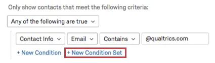 New condition set button under the filters
