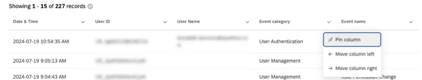 expanding column options