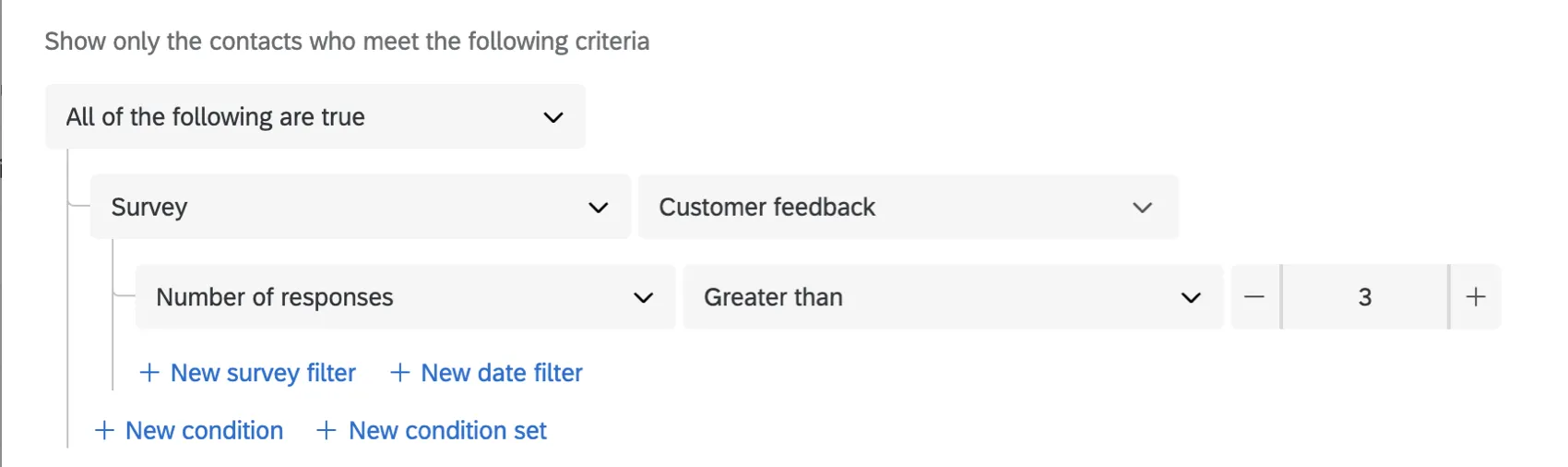 setting segment criteria based on survey response count