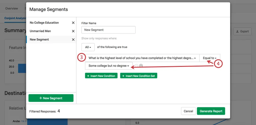 Filter says if the highhest form of education is some college but no degree