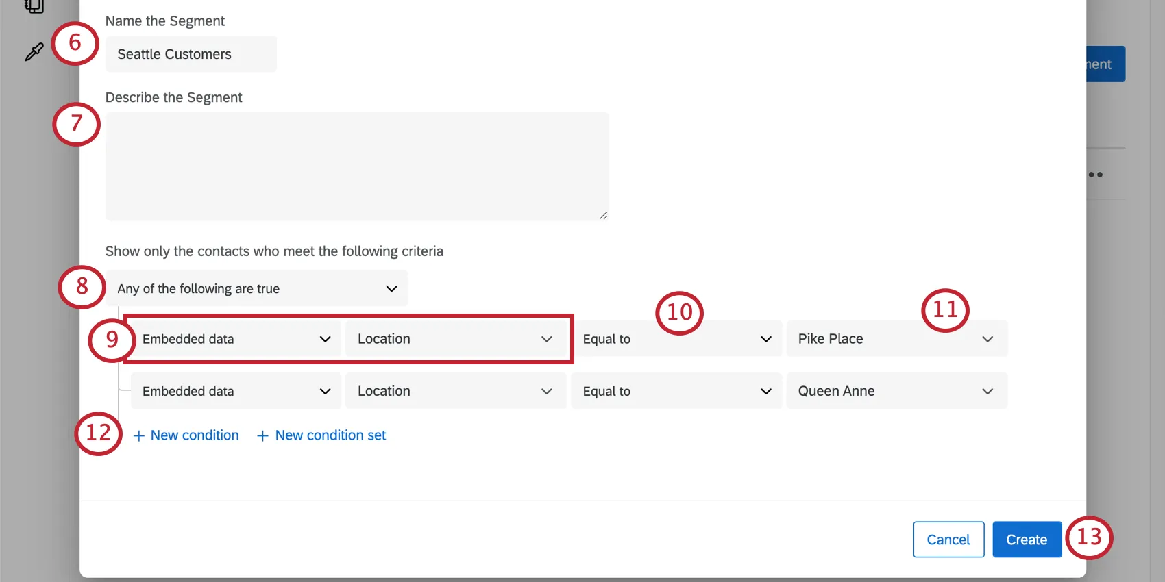 New window opens where criteria can be set