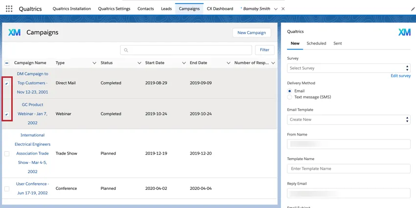 la sélection des campagnes à distribuer aux