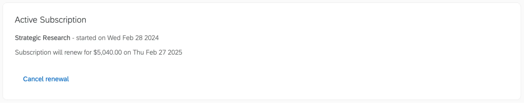 Información sobre suscripción activa
