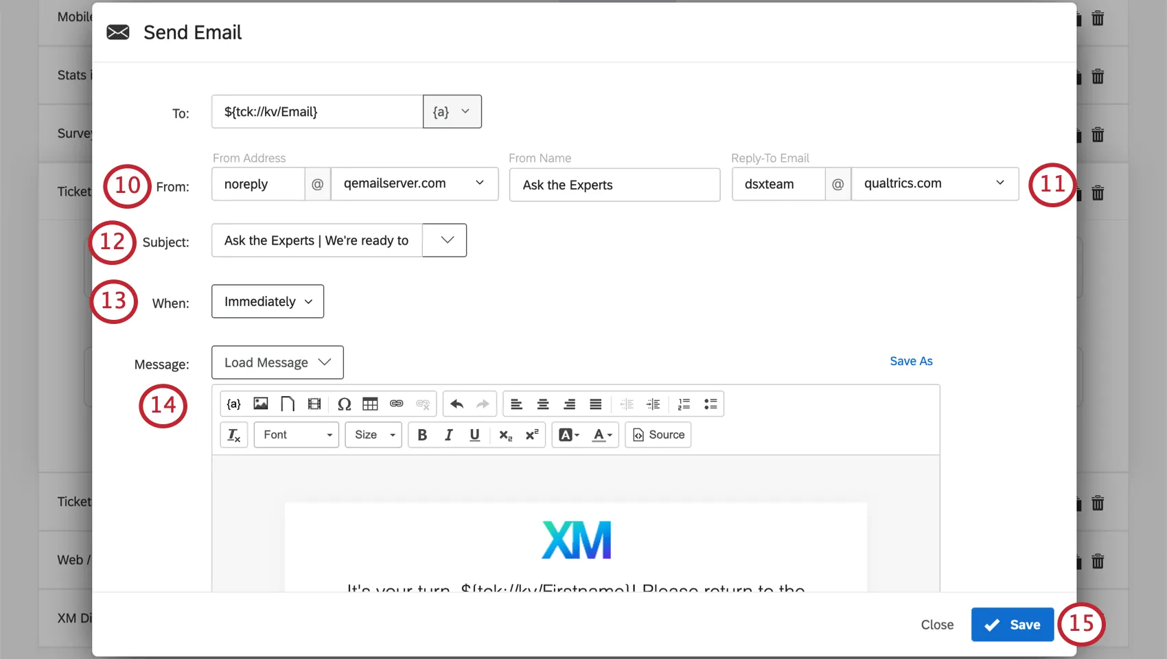 Imagen de una tarea de correo electrónico completada como se describe