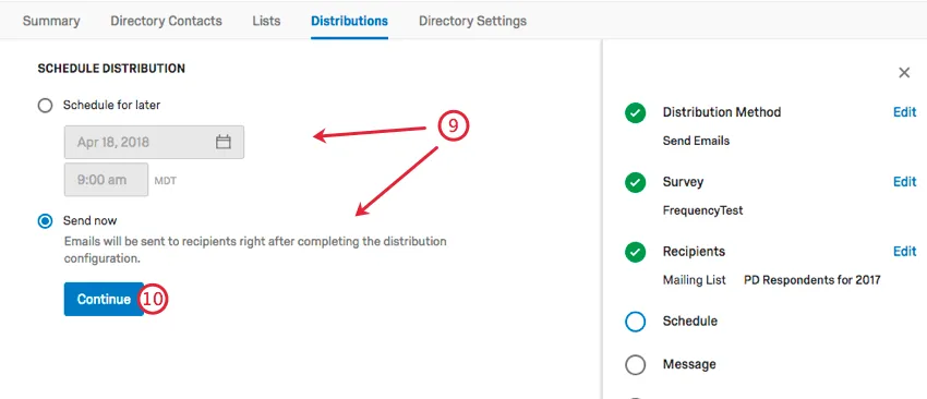 Envoyer maintenant est sélectionné