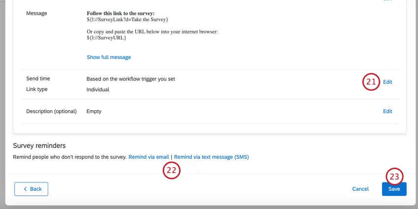 reviewing the distribution and adding reminders before saving