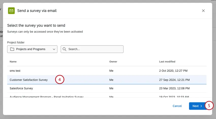 choosing a survey to distribute