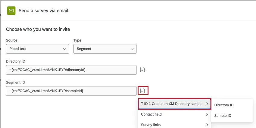 usar o menu texto transportado para escolher um componente de uma tarefa fluxo de trabalho anterior