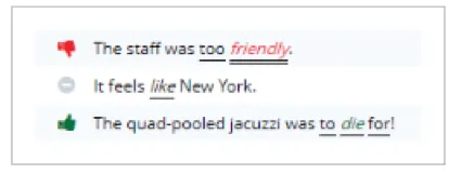 sentiment words effected by an exception