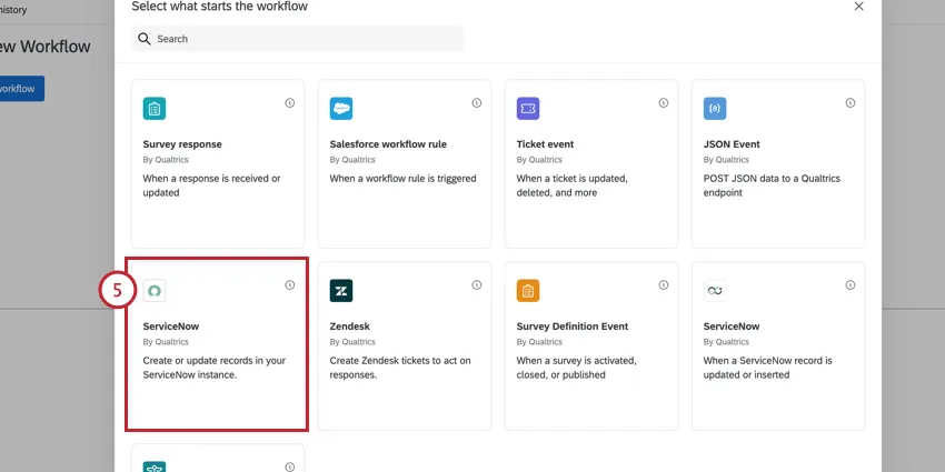 choosing the servicenow event