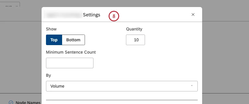Configure o subconjunto de dados que deve ser incluído nesse agrupamento para o relatório na janela Configurações.