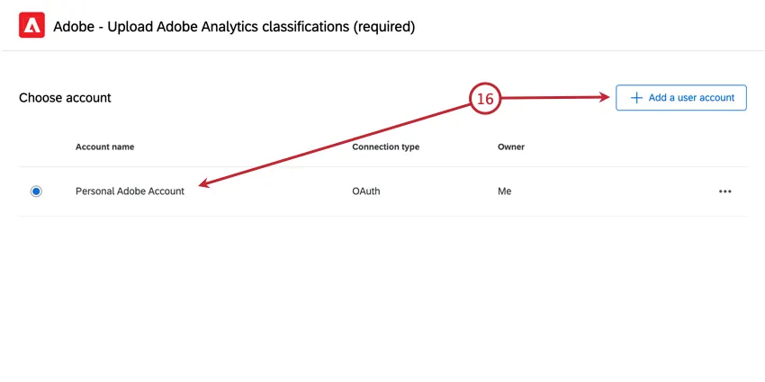 sélectionner le compte adobe à utiliser ou en ajouter un nouveau