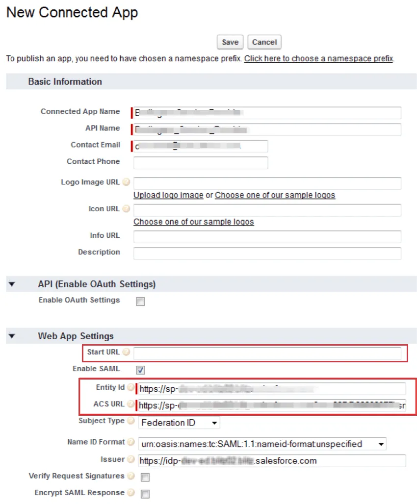 Todos los campos enumerados aquí se encuentran hacia la parte inferior de la ventana en la sección denominada configuración de la aplicación web.