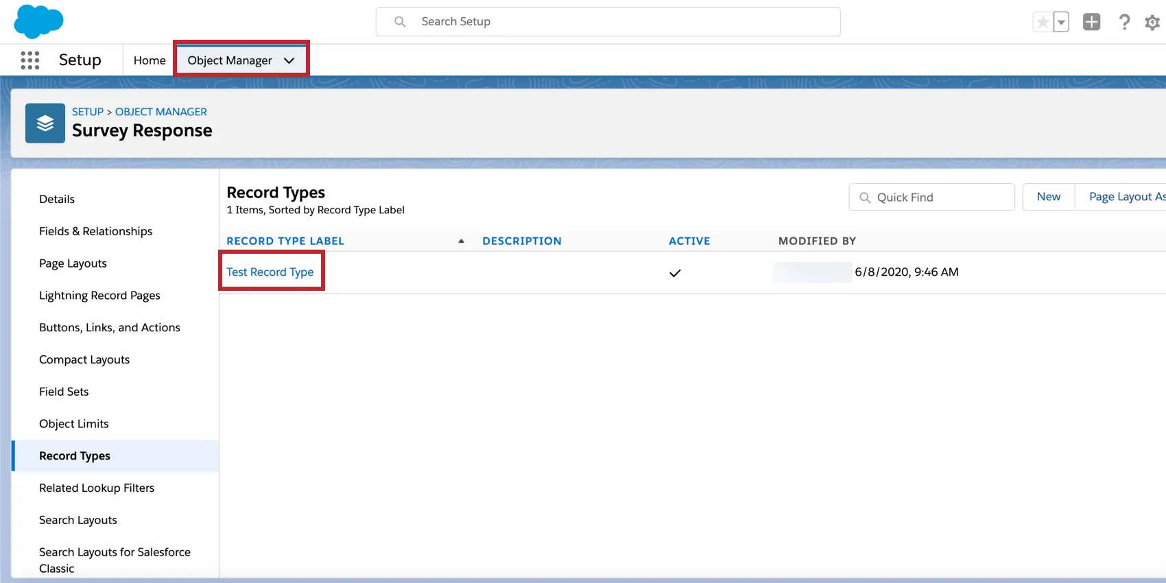 selecting a record type in salesforce
