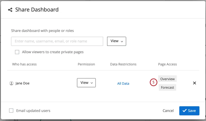 La finestra di condivisione è aperta, sotto lintestazione Pagine Accessibilità sono elencate alcune pagine