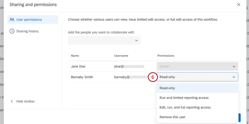 escolher as permissões a serem concedidas ao colaborador