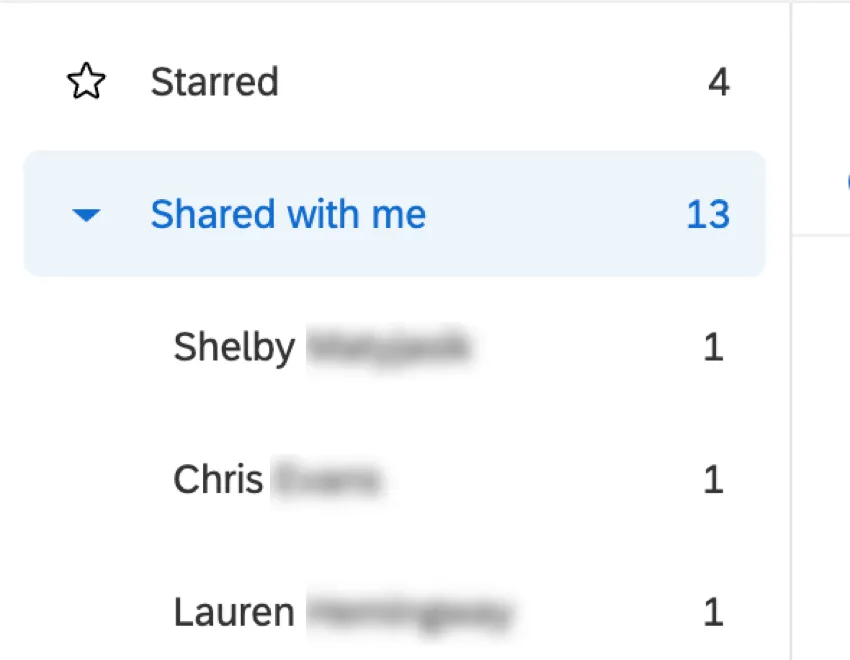 Sub folders within Shared with Me showing names of project owners