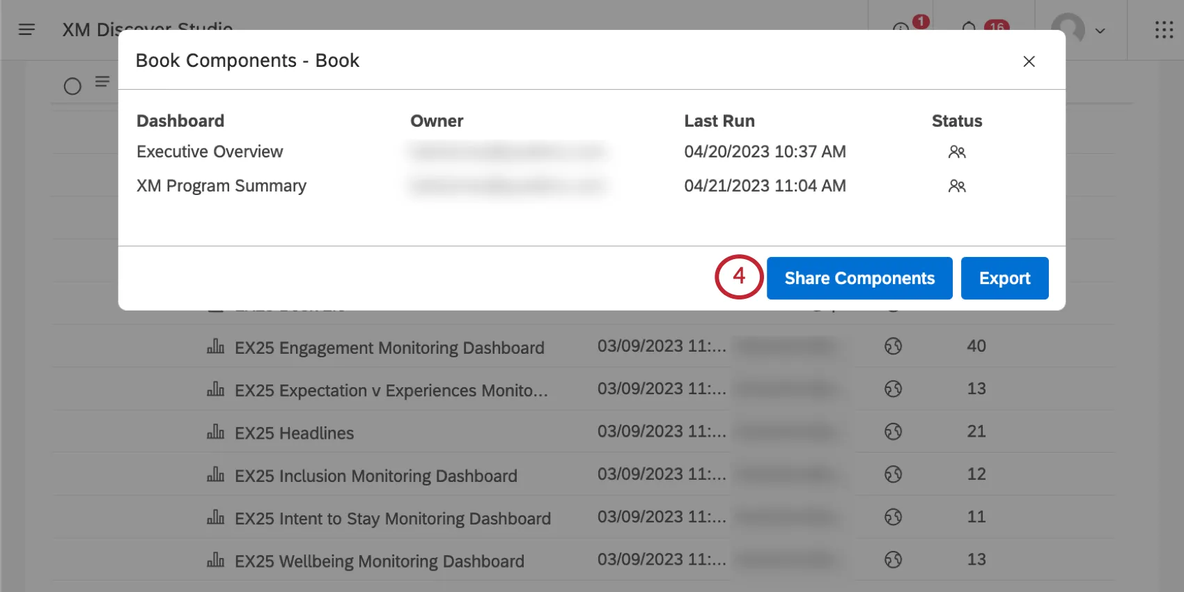 Share components button