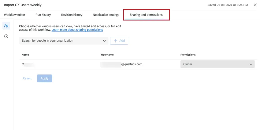 the sharing and permissions tab