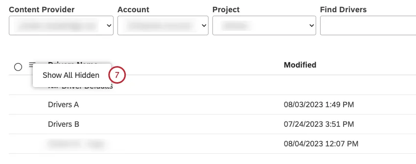 非表示のオブジェクトを表示するには、「すべての非表示を表示」をクリックします。