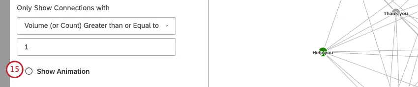 Seleccione la casilla de verificación Mostrar animación para habilitar la animación de nodos.