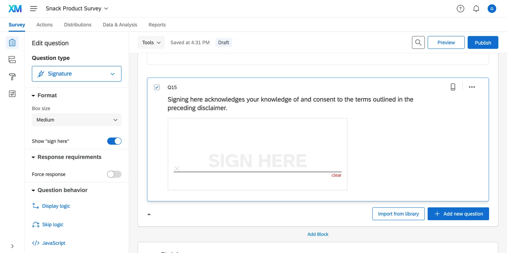 Ability to sign here in the box provided