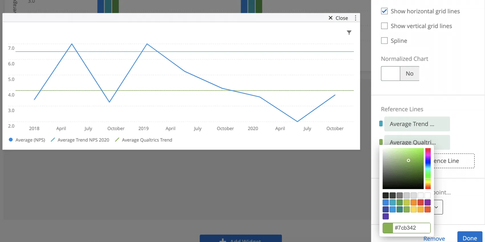 Changing line color by clicking and using drag and drop menu
