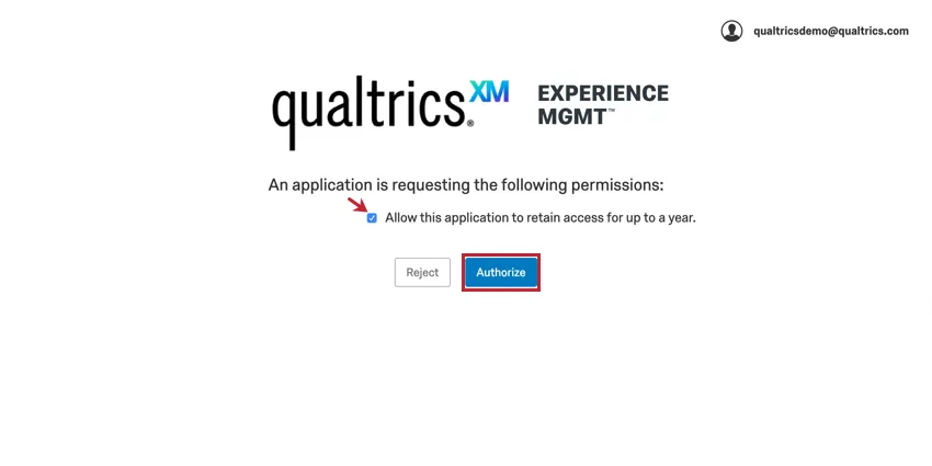 Middle of page is authorization checkbox; below in blue is authorize button