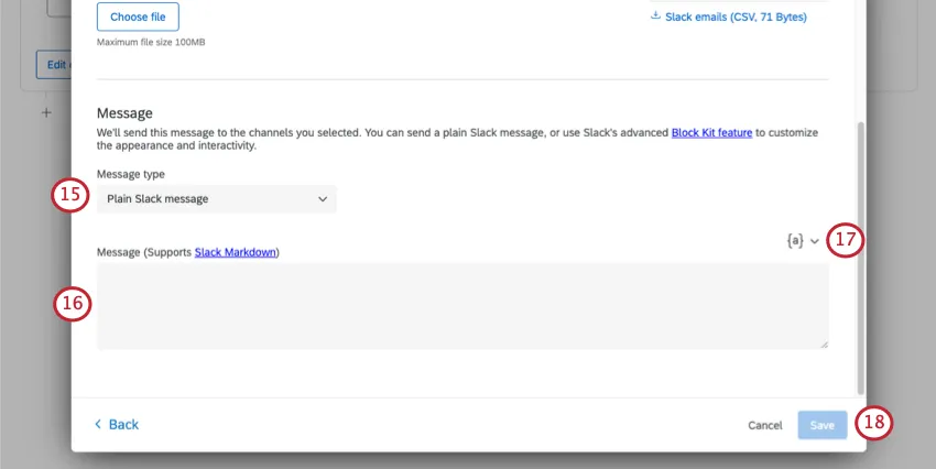 choosing the message type and writing the message body.