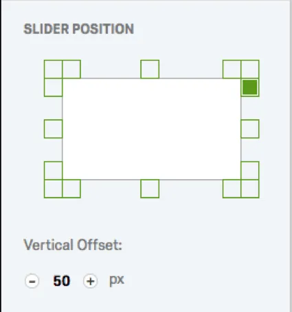 Cuadrícula verde alrededor del borde de un rectángulo que representa la página web. El desplazamiento vertical se establece en 50 px