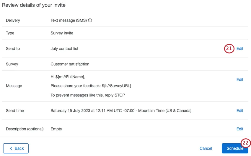 Revisar los detalles de distribución y programar la distribución.