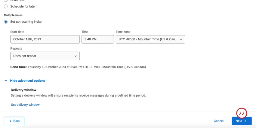 clicando em avançar