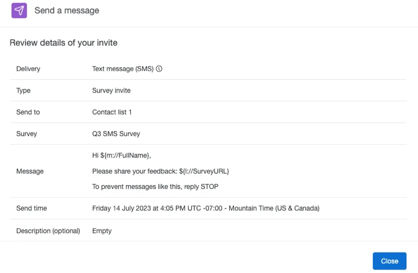 évaluer les détails de linvitation