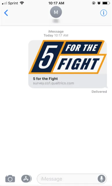 Example of a link sent to an iPhone as an SMS