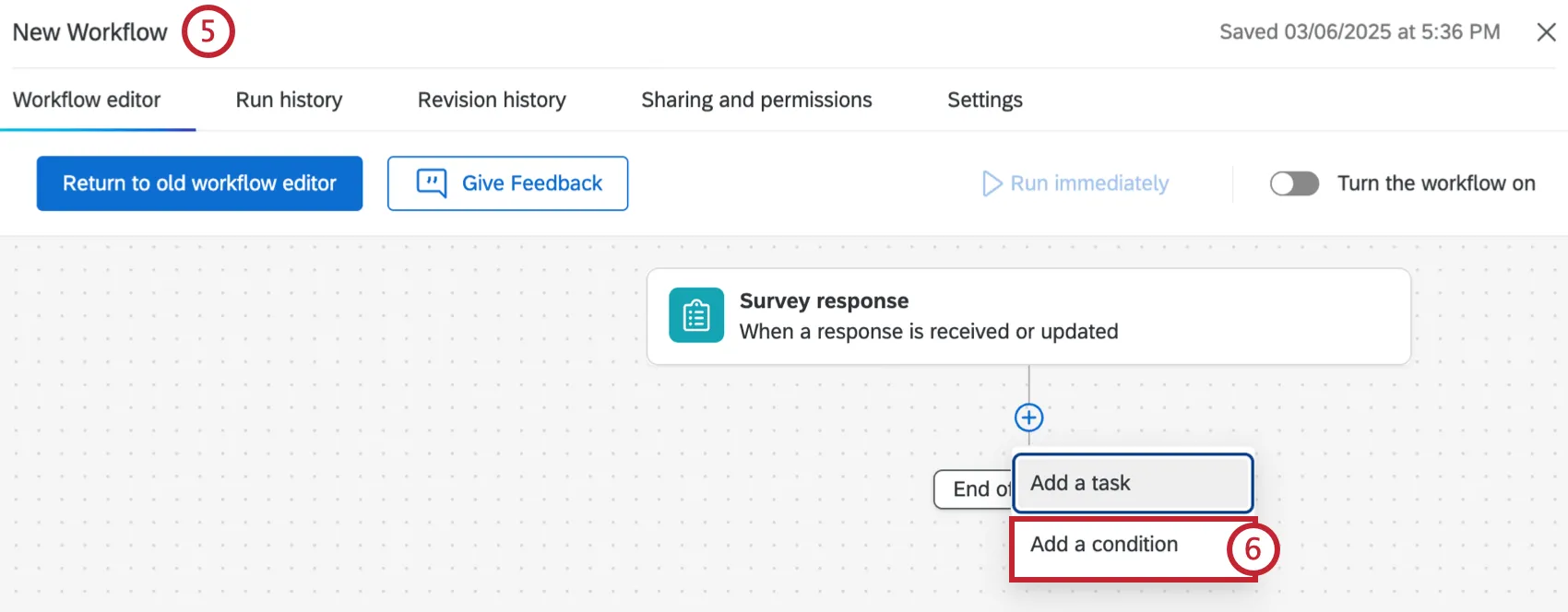 workflow configuration page