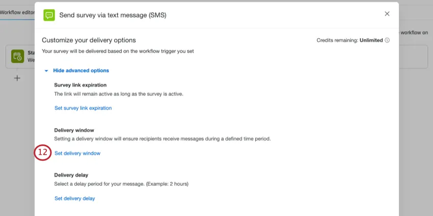 User interface says Delivery window - setting a delivery window will ensure recipients receive messages during a time period