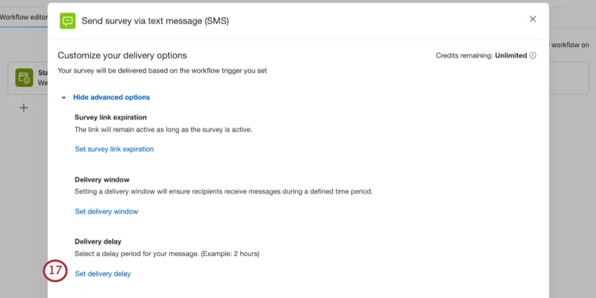 User interface says delivery delay - select a delay period for your message. Example: 2 hours